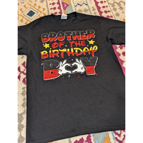 Boy's Size Small Black Brother Of The Birthday Boy Mouse Family T Shirt - Picture 4 of 6